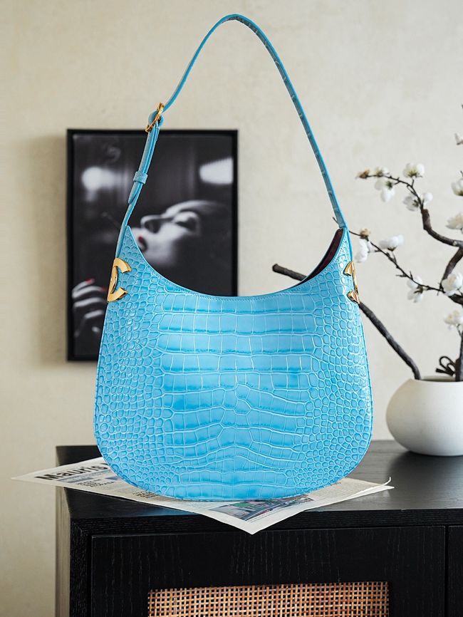 Chanel Crocodile Embossed Shoulder Bag 68012 blue Chanel Crocodile Embossed Shoulder Bag 68012 blue