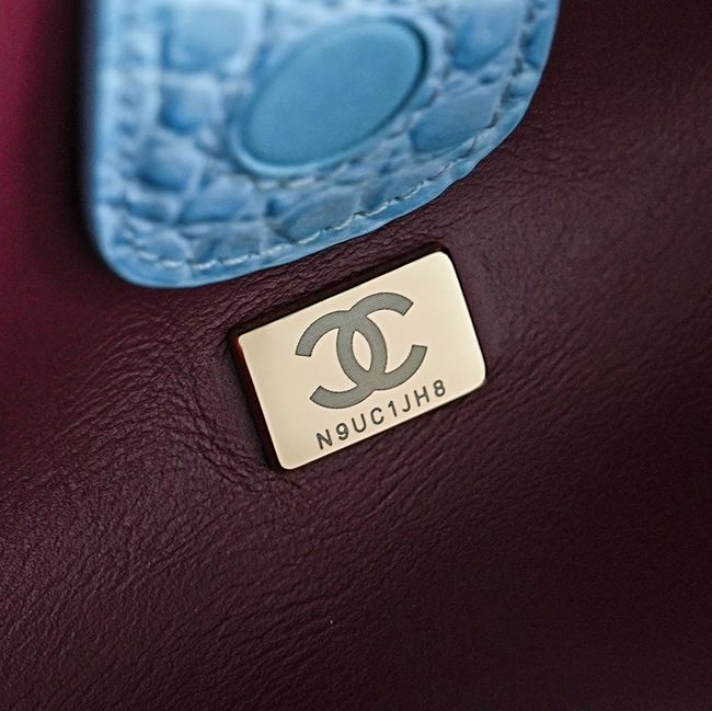 Chanel Crocodile Embossed Shoulder Bag 68012 blue Chanel Crocodile Embossed Shoulder Bag 68012 blue
