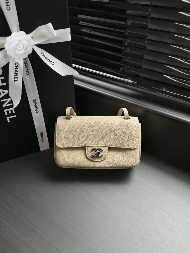 Chanel Mini Flap Bag AS6573 Beige&Silver-Tone Metal Chanel Mini Flap Bag AS6573 Beige&Silver-Tone Metal