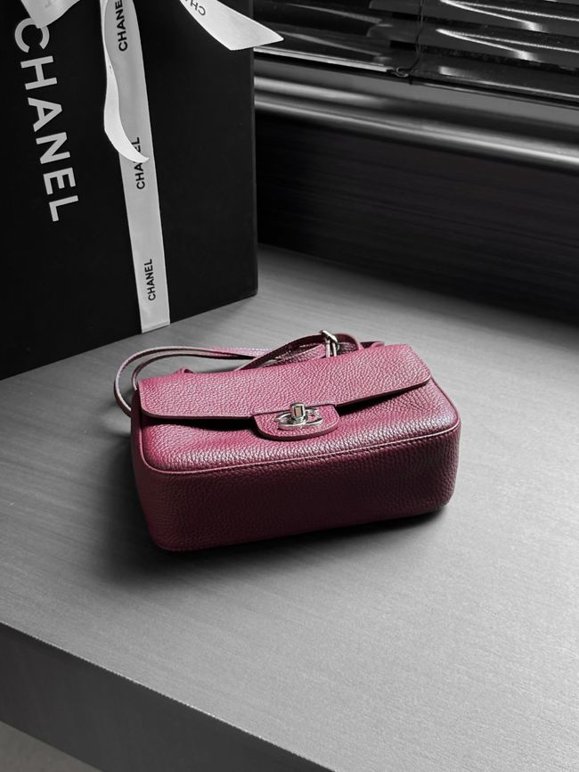 Chanel Mini Flap Bag AS6573 Purple-red&Silver-Tone Metal Chanel Mini Flap Bag AS6573 Purple-red&Silver-Tone Metal