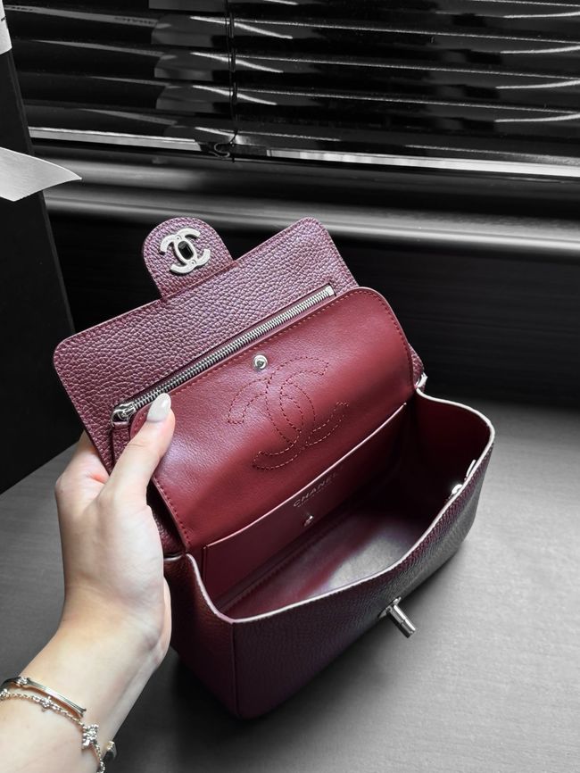 Chanel Mini Flap Bag AS6573 Purple-red&Silver-Tone Metal Chanel Mini Flap Bag AS6573 Purple-red&Silver-Tone Metal
