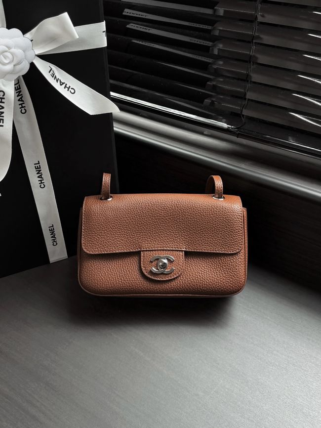 Chanel Mini Flap Bag AS6573 camel&Silver-Tone Metal Chanel Mini Flap Bag AS6573 camel&Silver-Tone Metal