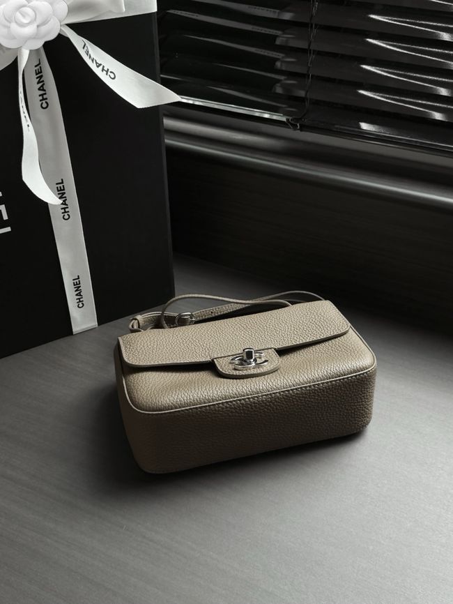Chanel Mini Flap Bag AS6573 dark gray&Silver-Tone Metal Chanel Mini Flap Bag AS6573 dark gray&Silver-Tone Metal