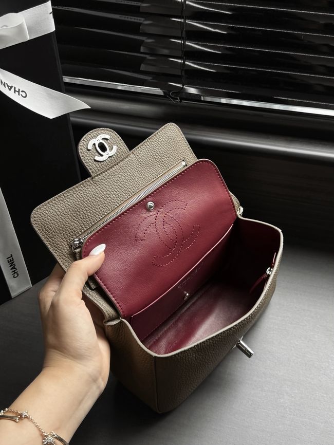 Chanel Mini Flap Bag AS6573 dark gray&Silver-Tone Metal Chanel Mini Flap Bag AS6573 dark gray&Silver-Tone Metal