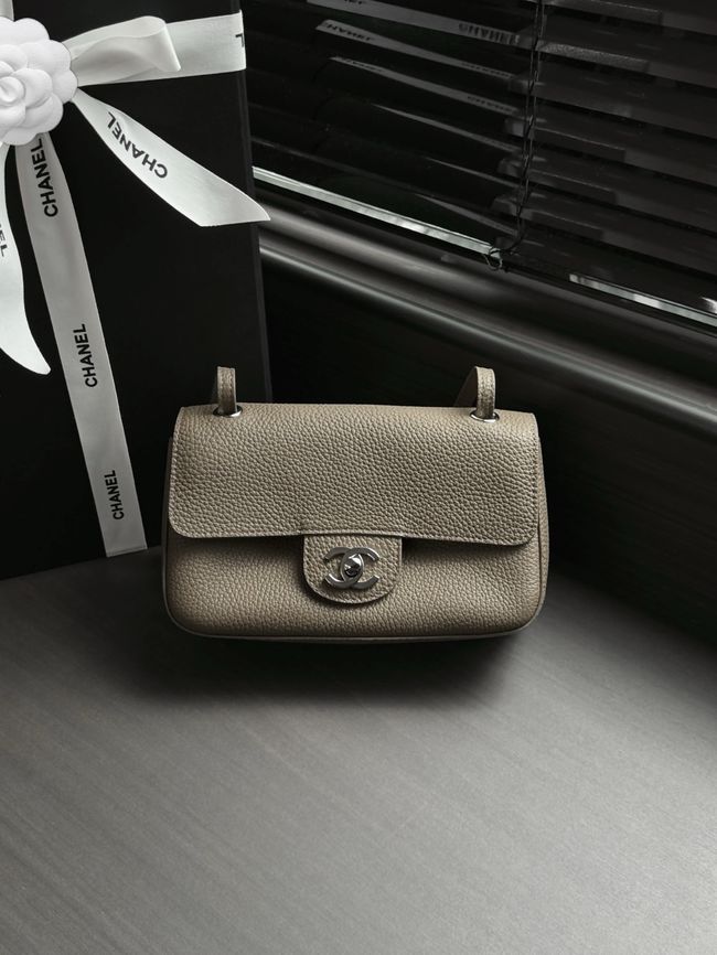 Chanel Mini Flap Bag AS6573 dark gray&Silver-Tone Metal Chanel Mini Flap Bag AS6573 dark gray&Silver-Tone Metal