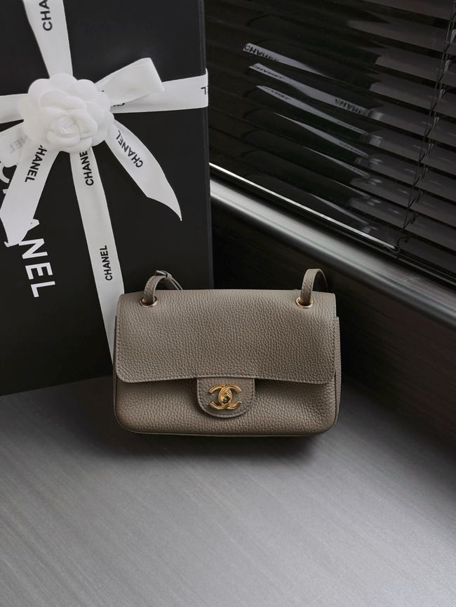 Chanel Mini Flap Bag AS6573 dark gray&gold-Tone Metal Chanel Mini Flap Bag AS6573 dark gray&gold-Tone Metal