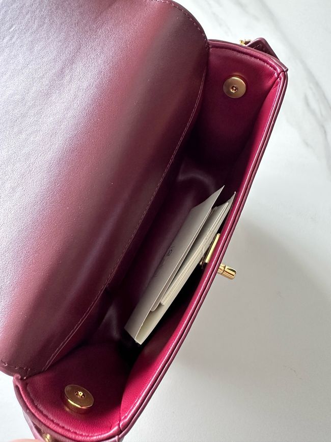 Chanel Mini Flap Bag with Top Handle AS6424 Dark Burgundy Chanel Mini Flap Bag with Top Handle AS6424 Dark Burgundy