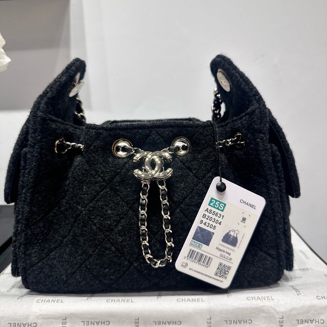 CHANEL 25 Mini Handbag Felt AS5631 black CHANEL 25 Mini Handbag Felt AS5631 black