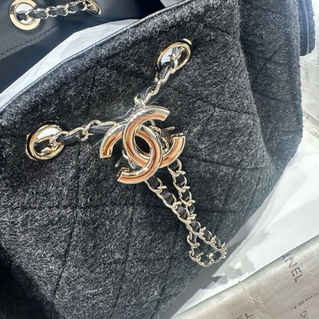 CHANEL 25 SMALL HANDBAG Felt AS5293 black CHANEL 25 SMALL HANDBAG Felt AS5293 black