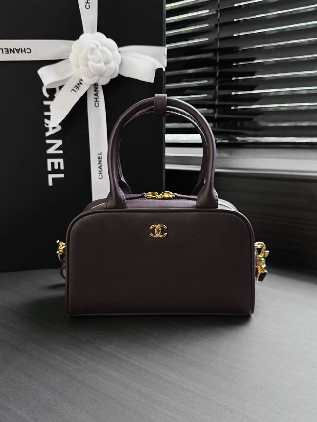 Chanel Clutch with Leather Strap AP5528 dark Coffee Chanel Clutch with Leather Strap AP5528 dark Coffee