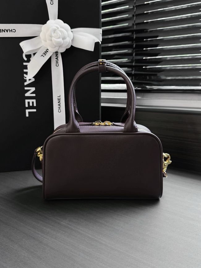 Chanel Clutch with Leather Strap AP5528 dark Coffee Chanel Clutch with Leather Strap AP5528 dark Coffee