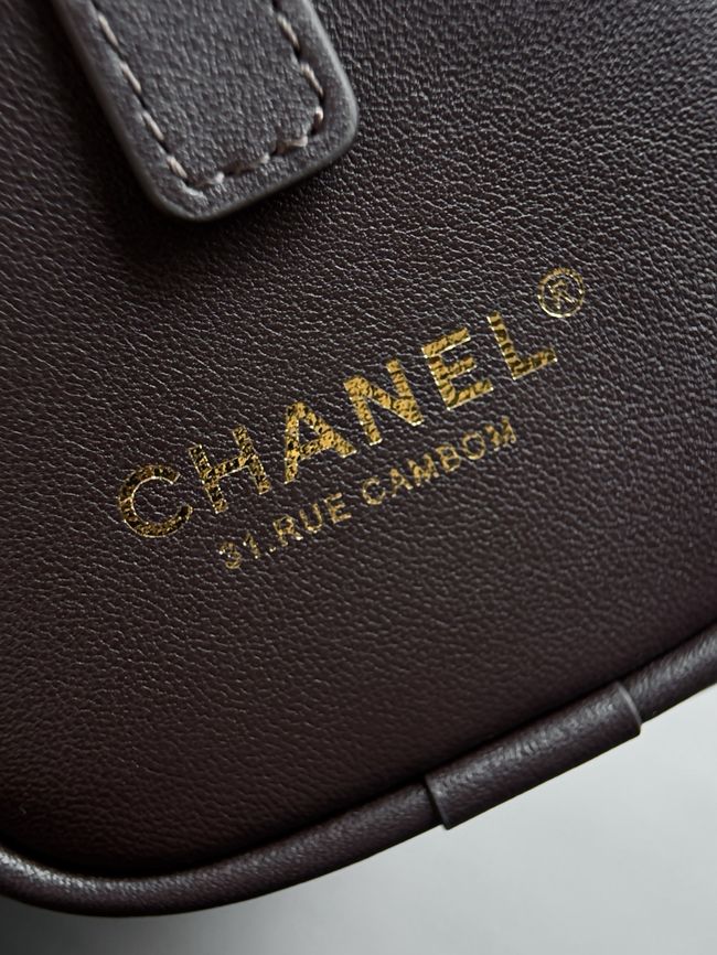 Chanel Clutch with Leather Strap AP5528 dark Coffee Chanel Clutch with Leather Strap AP5528 dark Coffee