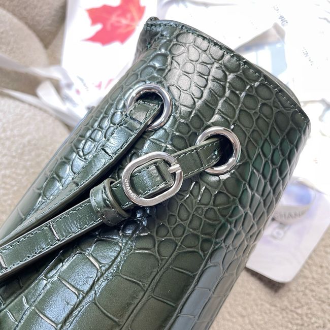 Chanel Crocodile Embossed Maxi Flap bag AS6231 green&Silver-Tone Metal Chanel Crocodile Embossed Maxi Flap bag AS6231 green&Silver-Tone Metal