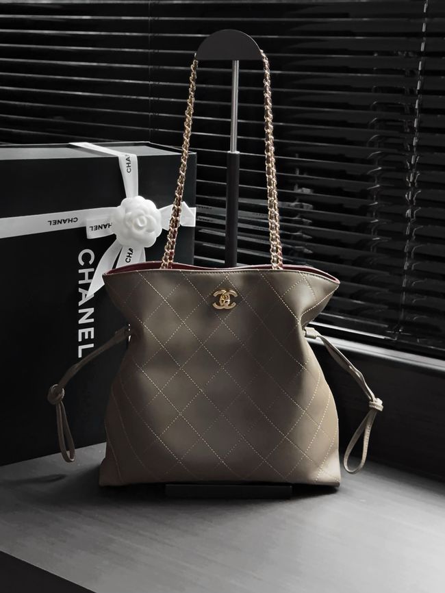 Chanel Small Shopping Bag AS6495 Khaki Chanel Small Shopping Bag AS6495 Khaki