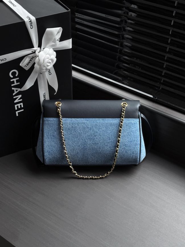 Chanel Small Shoulder Bag AS6427 black&denim blue Chanel Small Shoulder Bag AS6427 black&denim blue
