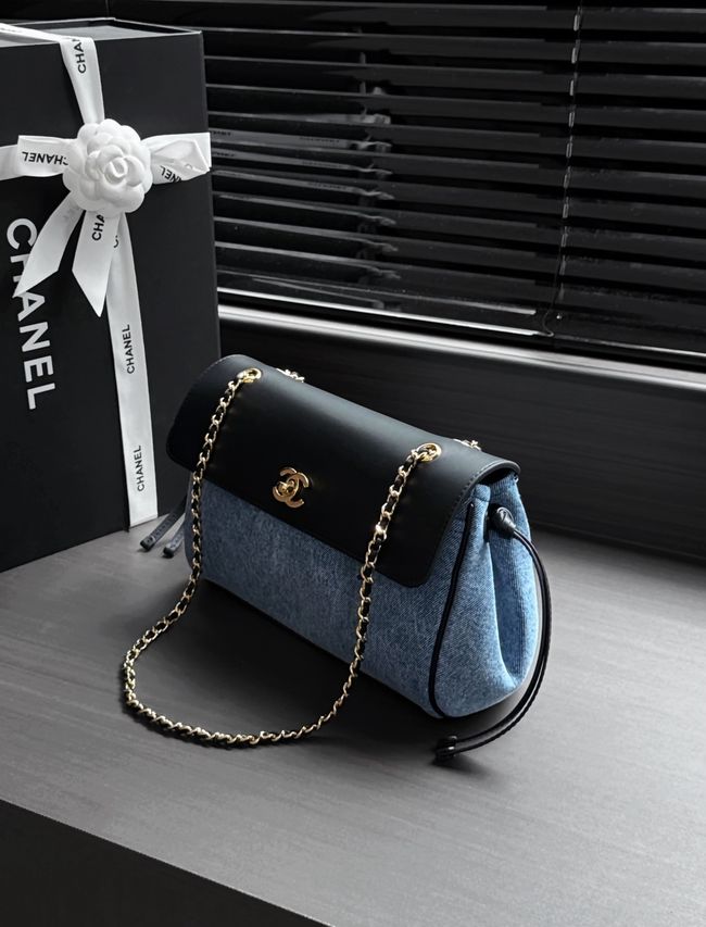 Chanel Small Shoulder Bag AS6427 black&denim blue Chanel Small Shoulder Bag AS6427 black&denim blue