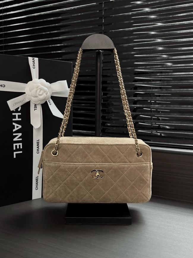 Chanel Suede Calfskin Camera Case AS6443 Dark Beige Chanel Suede Calfskin Camera Case AS6443 Dark Beige