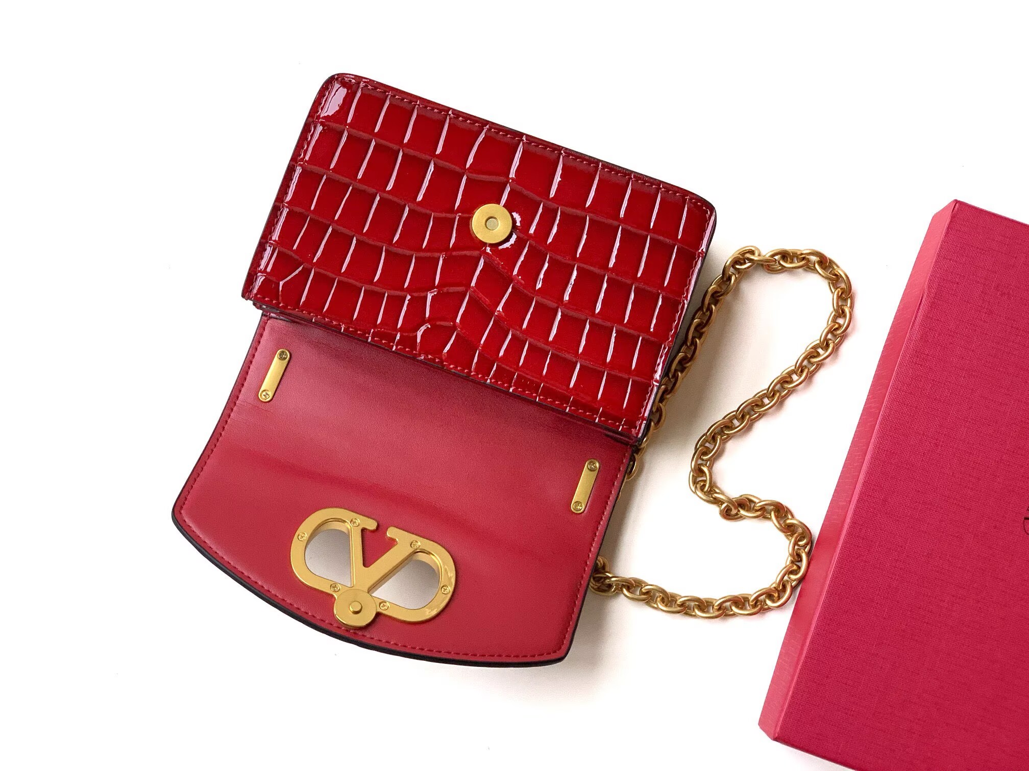 VALENTINO GARAVANI VAIN Original Leather Crocodile Embossed V50231 Burgundy VALENTINO GARAVANI VAIN Original Leather Crocodile Embossed V50231 Burgundy
