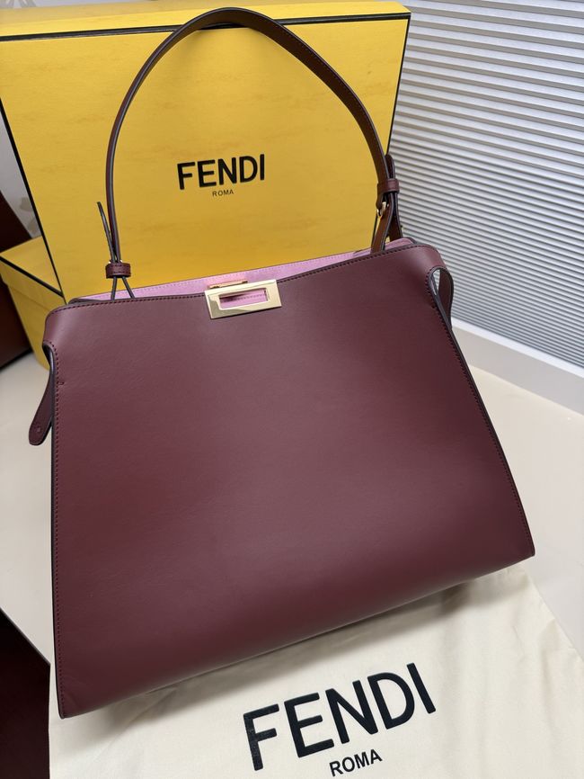 FENDI Way Large leather bag 8BN369 burgundy