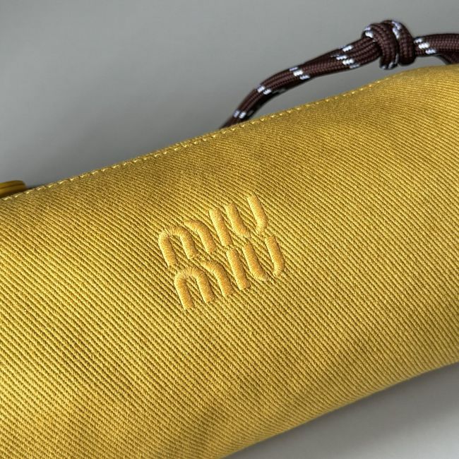 MIUMIU Tote Shoulder Handbag denim 5NE851 yellow MIUMIU Tote Shoulder Handbag denim 5NE851 yellow