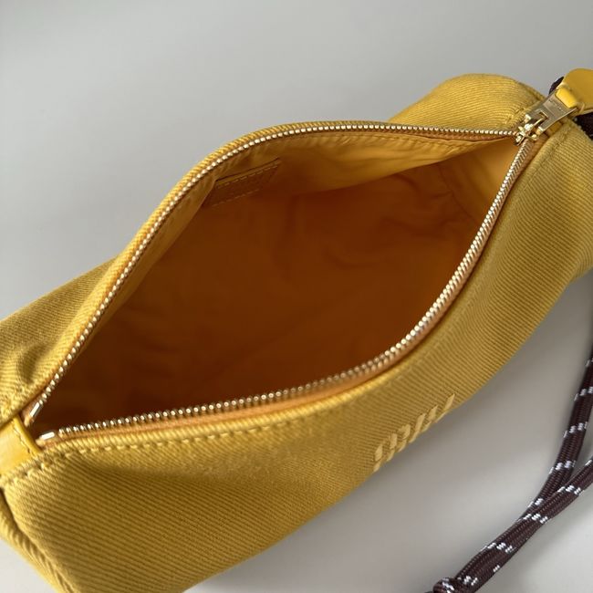 MIUMIU Tote Shoulder Handbag denim 5NE851 yellow MIUMIU Tote Shoulder Handbag denim 5NE851 yellow
