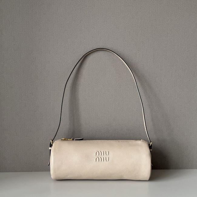 MIUMIU Tote Shoulder Handbag Velvet 5NE851 Ivory