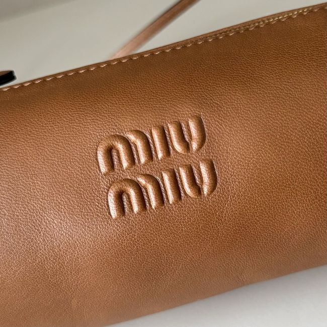 MIUMIU Tote Shoulder Handbag sheepskin 5NE851 camel