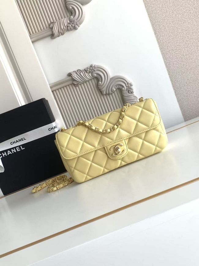 Chanel Small Flap Bag Lambskin AS6430 yellow Chanel Small Flap Bag Lambskin AS6430 yellow