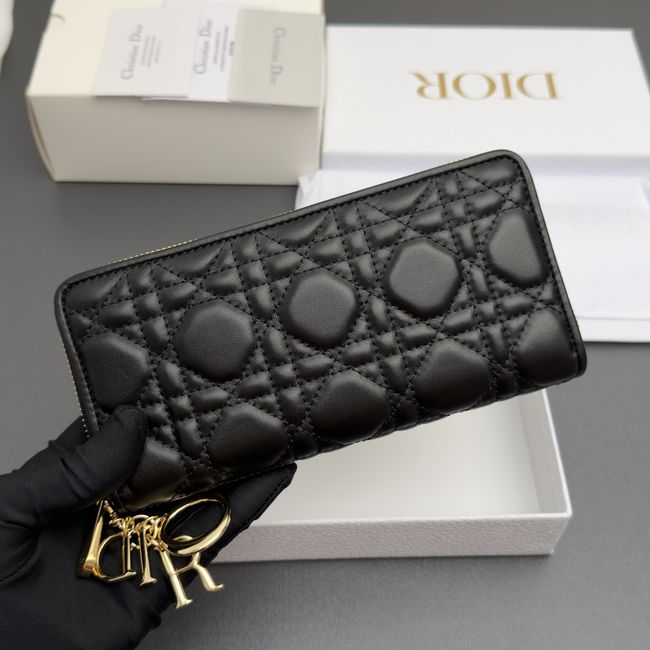 LADY DIOR LOTUS WALLET CANNAGE LAMBSKIN S0007 black LADY DIOR LOTUS WALLET CANNAGE LAMBSKIN S0007 black