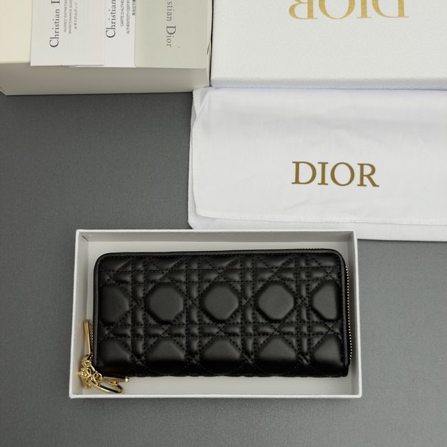 LADY DIOR LOTUS WALLET CANNAGE LAMBSKIN S0007 black LADY DIOR LOTUS WALLET CANNAGE LAMBSKIN S0007 black
