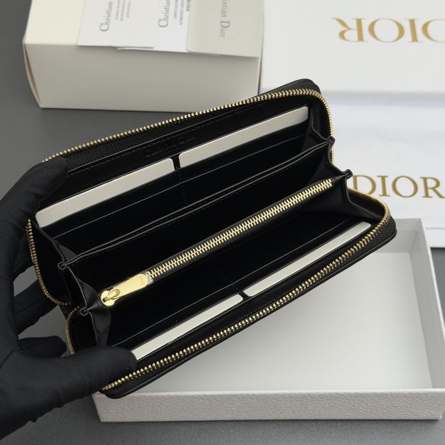 LADY DIOR LOTUS WALLET CANNAGE LAMBSKIN S0007 black LADY DIOR LOTUS WALLET CANNAGE LAMBSKIN S0007 black