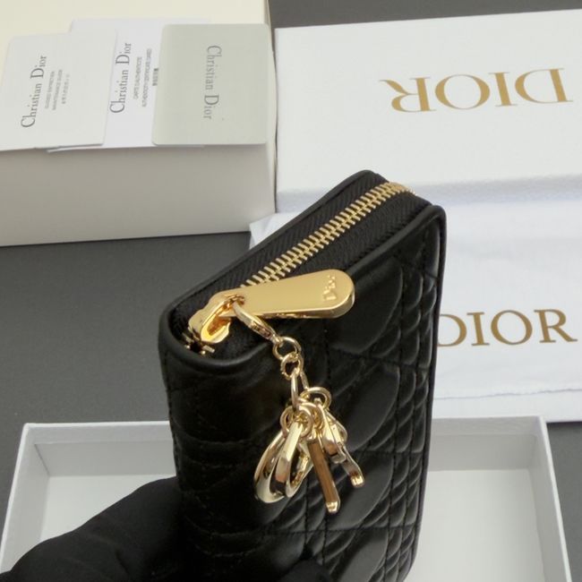 LADY DIOR LOTUS WALLET CANNAGE LAMBSKIN S0007 black LADY DIOR LOTUS WALLET CANNAGE LAMBSKIN S0007 black