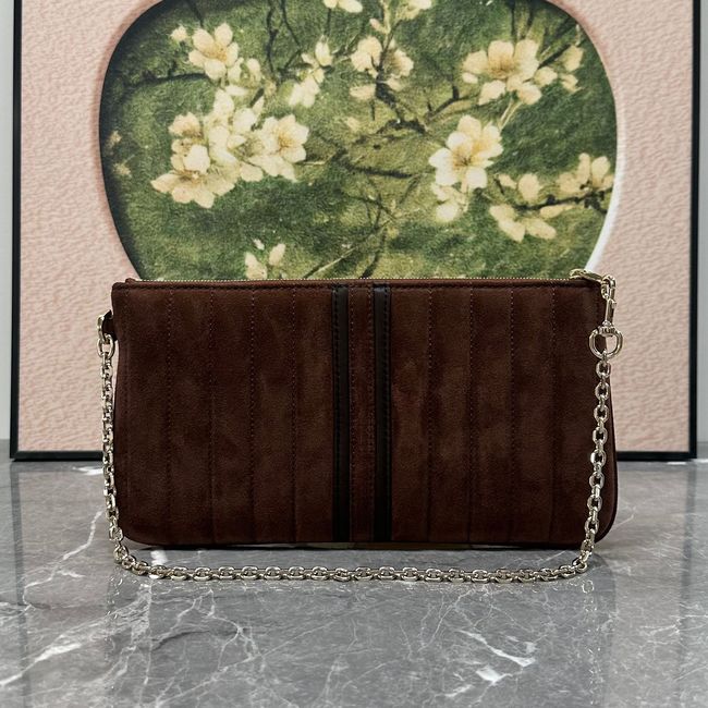Gucci GG Marmont pouch with strap A006X2 dark brown suede Gucci GG Marmont pouch with strap A006X2 dark brown suede
