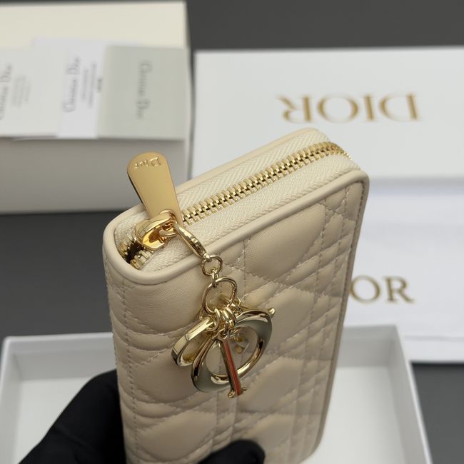 LADY DIOR LOTUS WALLET CANNAGE LAMBSKIN S0007 apricot