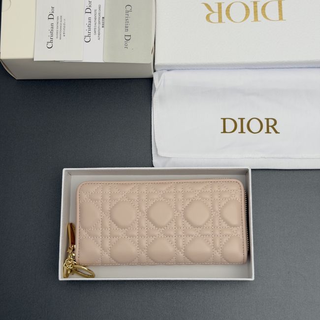 LADY DIOR LOTUS WALLET CANNAGE LAMBSKIN S0007 pink LADY DIOR LOTUS WALLET CANNAGE LAMBSKIN S0007 pink