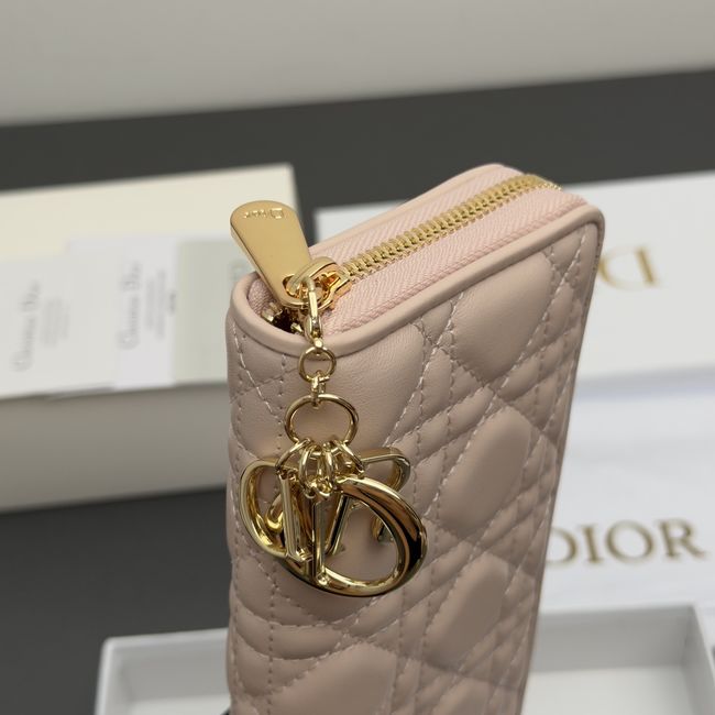 LADY DIOR LOTUS WALLET CANNAGE LAMBSKIN S0007 pink LADY DIOR LOTUS WALLET CANNAGE LAMBSKIN S0007 pink