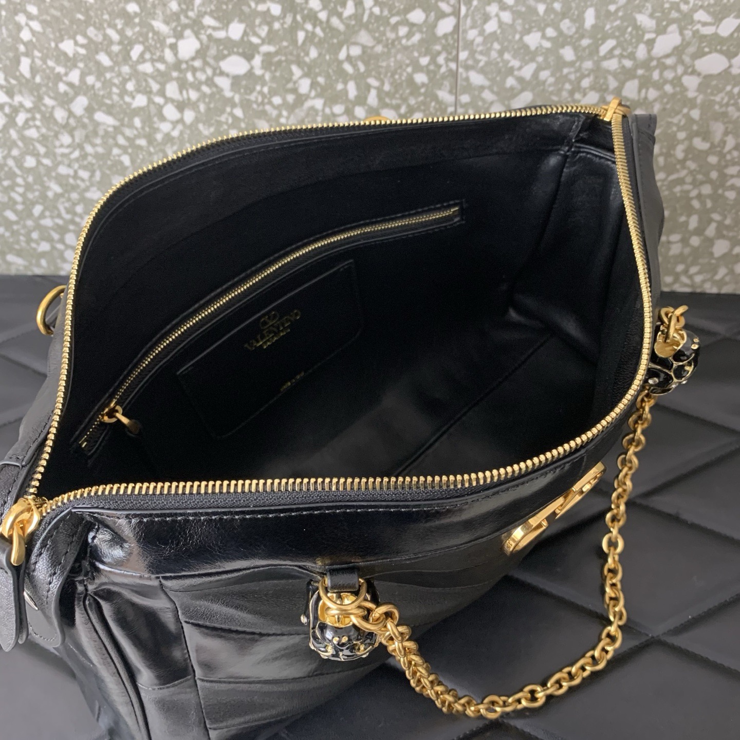 VALENTINO PANTHEA lambskin bag WB0S70 black VALENTINO PANTHEA lambskin bag WB0S70 black