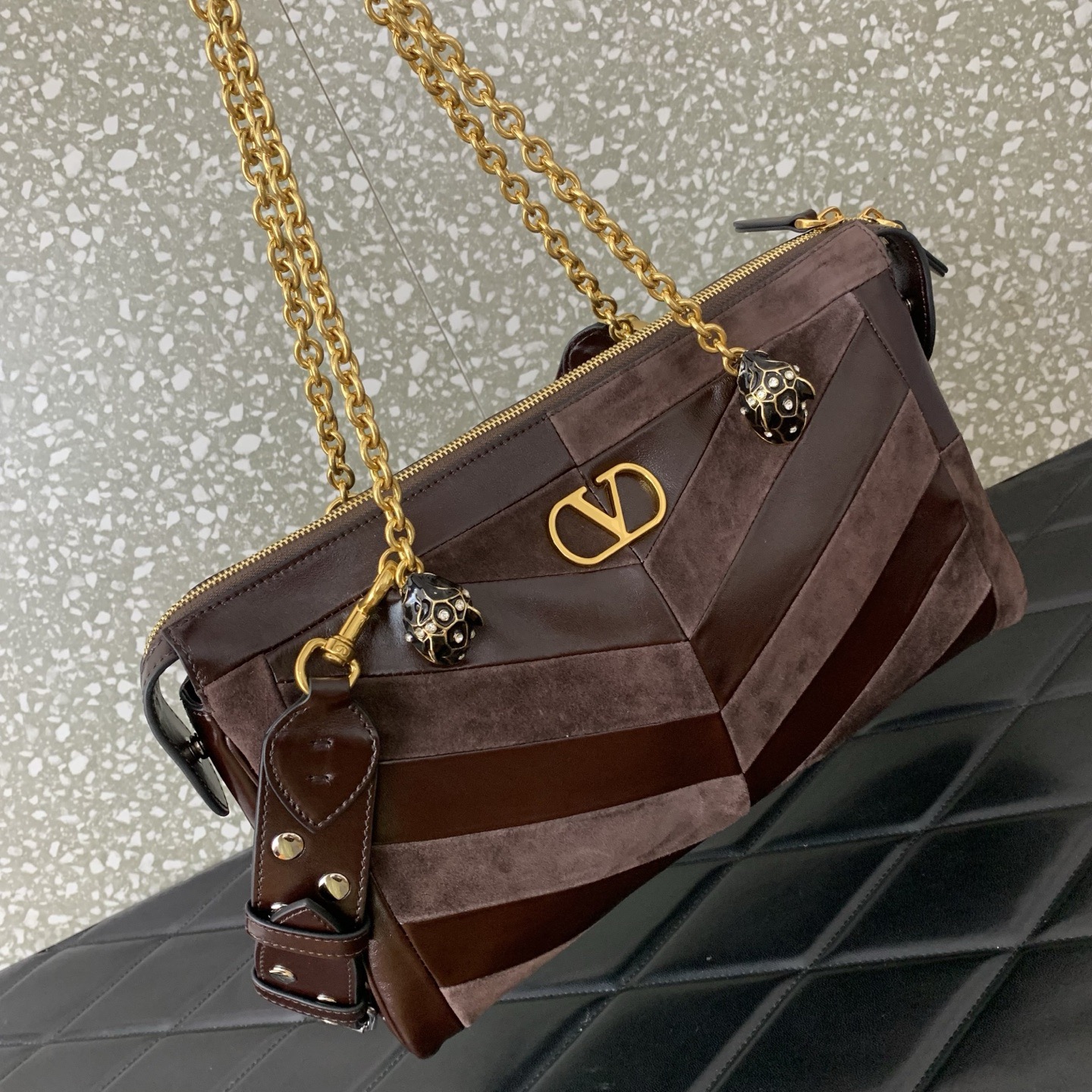 VALENTINO PANTHEA lambskin bag WB0S70 dark brown VALENTINO PANTHEA lambskin bag WB0S70 dark brown