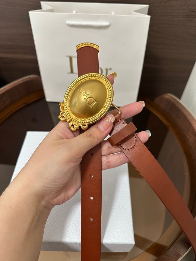 Dior Medaillon Belt Smooth Calfskin 25 MM B1022Q brown