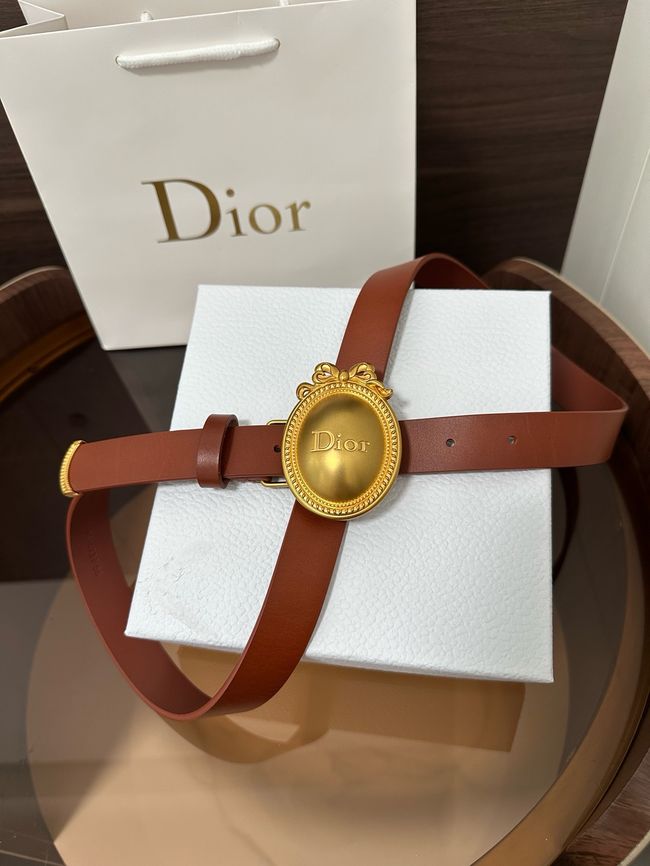 Dior Medaillon Belt Smooth Calfskin 25 MM B1022Q brown