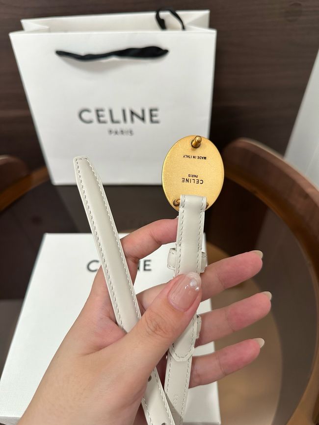 Celine Ellipse Belt 13 IN Taurillon Leather 10673 white Celine Ellipse Belt 13 IN Taurillon Leather 10673 white