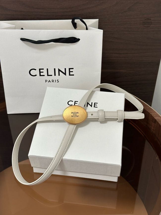 Celine Ellipse Belt 13 IN Taurillon Leather 10673  white