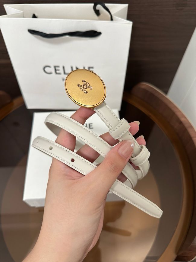 Celine Ellipse Belt 13 IN Taurillon Leather 10673 white Celine Ellipse Belt 13 IN Taurillon Leather 10673 white