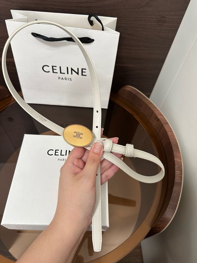 Celine Ellipse Belt 13 IN Taurillon Leather 10673 white Celine Ellipse Belt 13 IN Taurillon Leather 10673 white