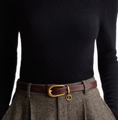 Saint Laurent CASSANDRE charm elongated buckle thin belt in leather S2596-4 Saint Laurent CASSANDRE charm elongated buckle thin belt in leather S2596-4