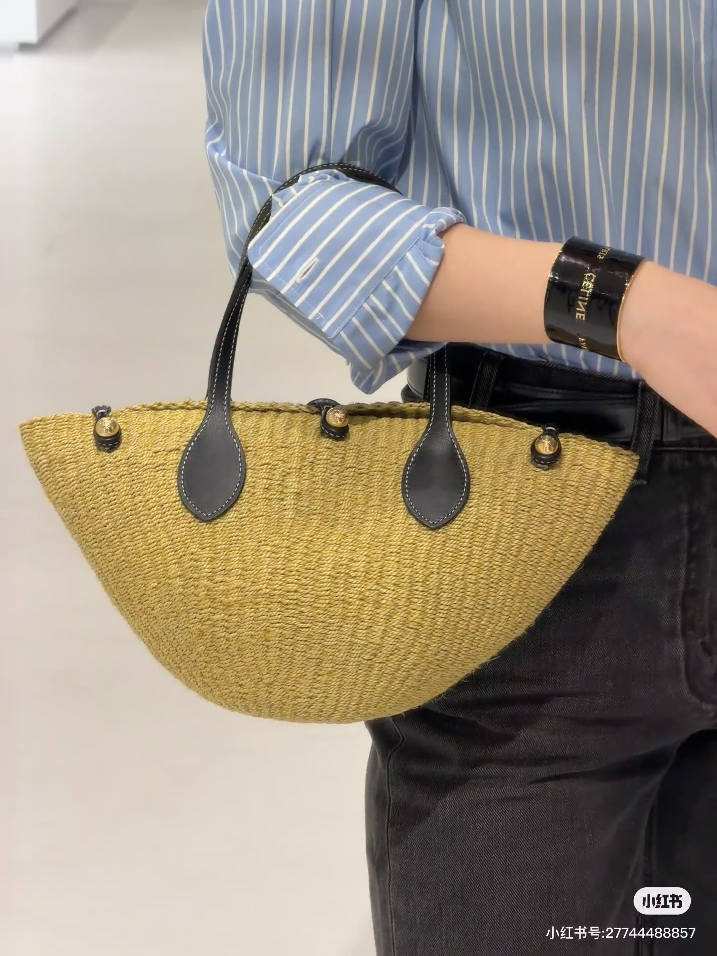 CELINE CLASSIC PANIER MINI BRAIDED TRIOMPHE in RAFFIA and CALFSKIN L10466 TAN CELINE CLASSIC PANIER MINI BRAIDED TRIOMPHE in RAFFIA and CALFSKIN L10466 TAN