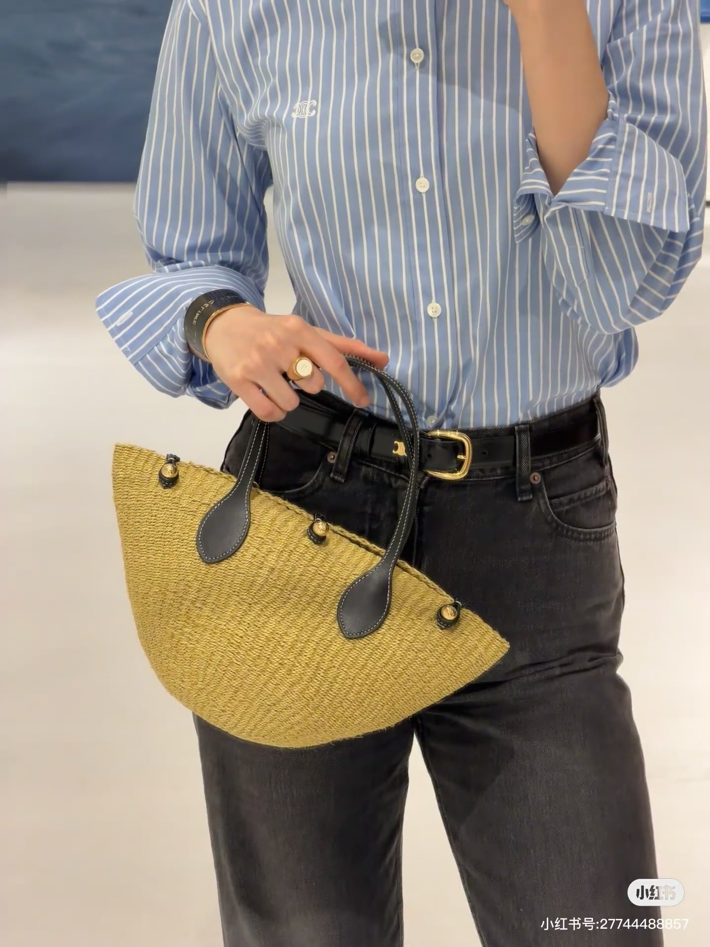 CELINE CLASSIC PANIER MINI BRAIDED TRIOMPHE in RAFFIA and CALFSKIN L10466 TAN CELINE CLASSIC PANIER MINI BRAIDED TRIOMPHE in RAFFIA and CALFSKIN L10466 TAN