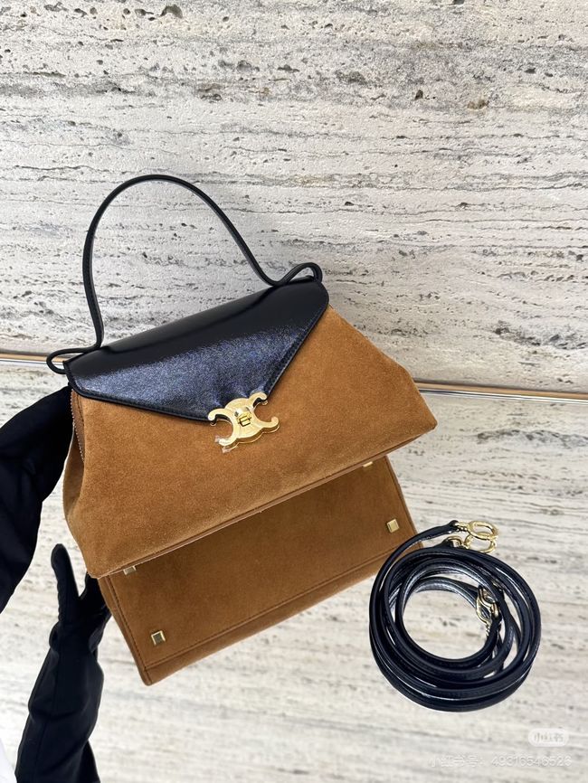 CELINE FLAIR IN GRAINED CALFSKIN L10BF5 Suede CREAMY & black CELINE FLAIR IN GRAINED CALFSKIN L10BF5 Suede CREAMY & black