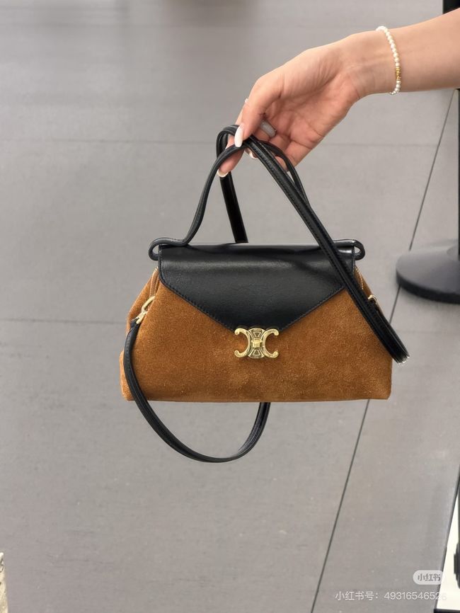 CELINE FLAIR IN GRAINED CALFSKIN L10BF5 Suede CREAMY & black CELINE FLAIR IN GRAINED CALFSKIN L10BF5 Suede CREAMY & black