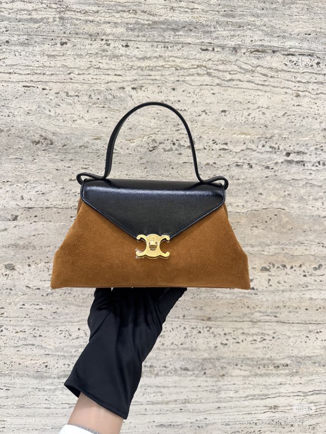 CELINE FLAIR IN GRAINED CALFSKIN L10BF5 Suede CREAMY & black CELINE FLAIR IN GRAINED CALFSKIN L10BF5 Suede CREAMY & black